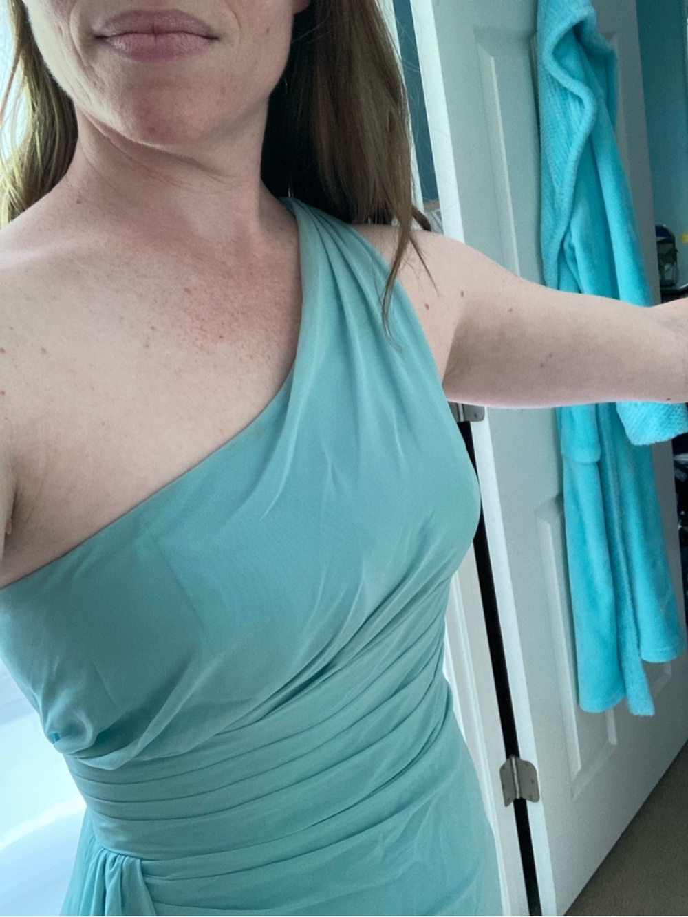 Azazie light blue bridesmaid or formal gown